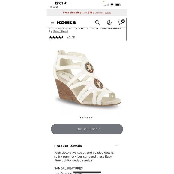 Easy Street Womens Unity Open Toe Casual Platform Sandals White Size 10M - Picture 16 of 16